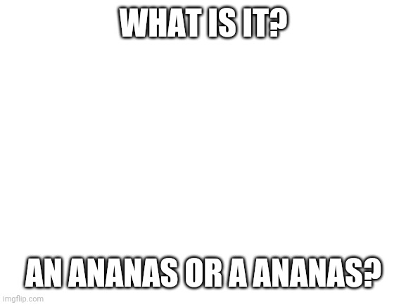 This is for people who speaks Swedish | WHAT IS IT? AN ANANAS OR A ANANAS? | image tagged in blank white template | made w/ Imgflip meme maker