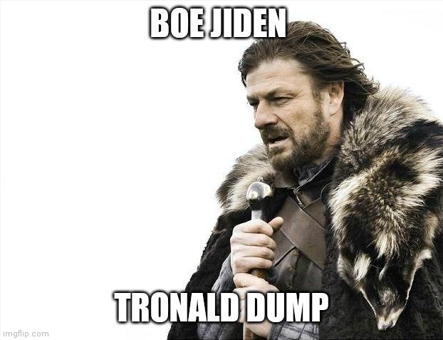 Politics :3 | BOE JIDEN; TRONALD DUMP | image tagged in memes,brace yourselves x is coming,politics,hahaha,funy | made w/ Imgflip meme maker