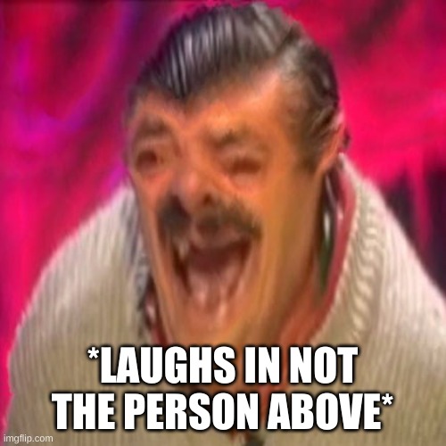 El ristas laughing 2 | *LAUGHS IN NOT THE PERSON ABOVE* | image tagged in el ristas laughing 2 | made w/ Imgflip meme maker