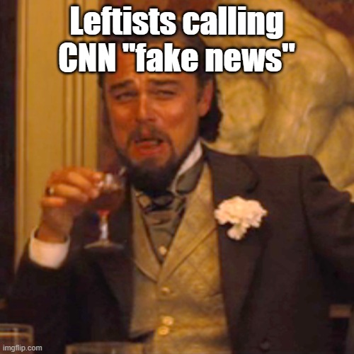 Laughing Leo Meme | Leftists calling CNN "fake news" | image tagged in memes,laughing leo | made w/ Imgflip meme maker