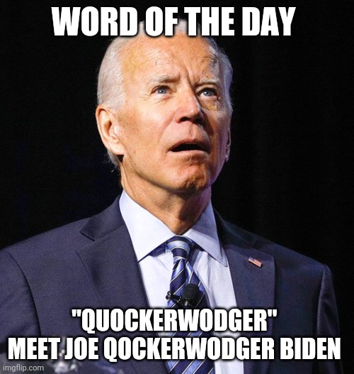 Joe Biden | WORD OF THE DAY; "QUOCKERWODGER" 
MEET JOE QOCKERWODGER BIDEN | image tagged in joe biden | made w/ Imgflip meme maker