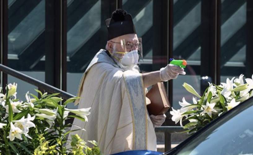 Priest With a Squirt Gun Filled With Holy Water | image tagged in priest with a squirt gun filled with holy water | made w/ Imgflip meme maker