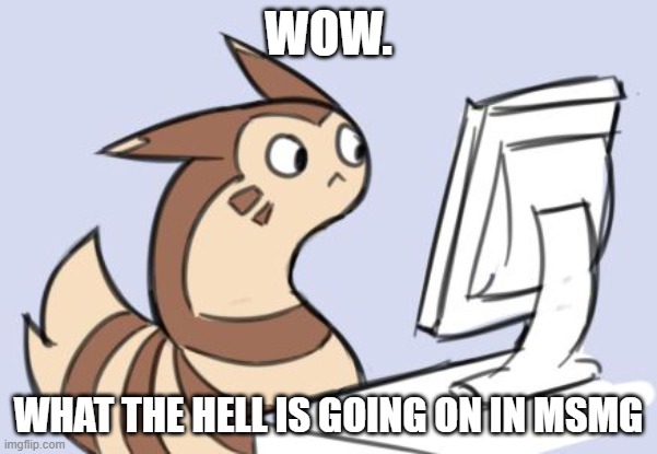 furret | WOW. WHAT THE HELL IS GOING ON IN MSMG | image tagged in furret | made w/ Imgflip meme maker