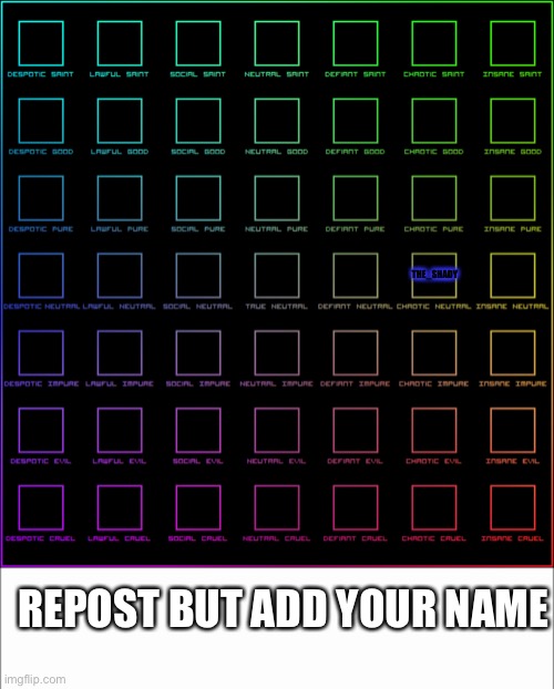 Repost | THE_SHADY; REPOST BUT ADD YOUR NAME | image tagged in white board | made w/ Imgflip meme maker