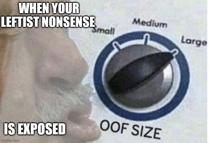 Oof size large | WHEN YOUR LEFTIST NONSENSE IS EXPOSED | image tagged in oof size large | made w/ Imgflip meme maker