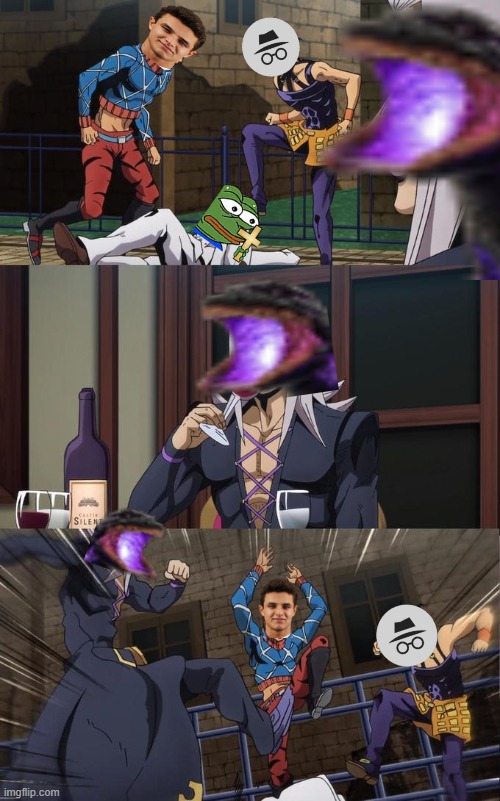Old attack ad never submitted | image tagged in abbacchio joins the kicking | made w/ Imgflip meme maker