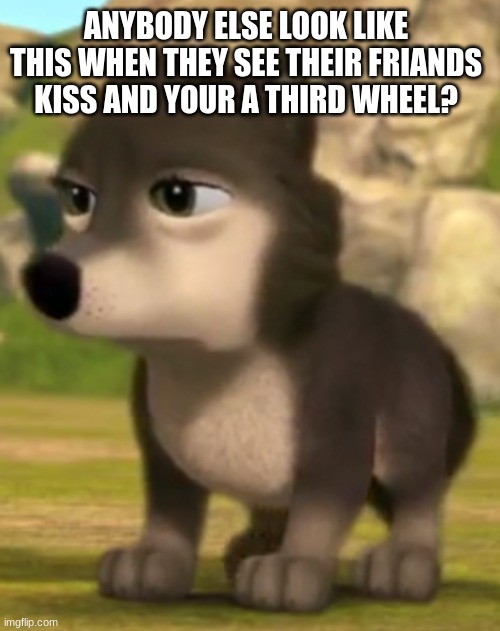 Third Wheel | ANYBODY ELSE LOOK LIKE THIS WHEN THEY SEE THEIR FRIANDS KISS AND YOUR A THIRD WHEEL? | image tagged in third,wheel | made w/ Imgflip meme maker