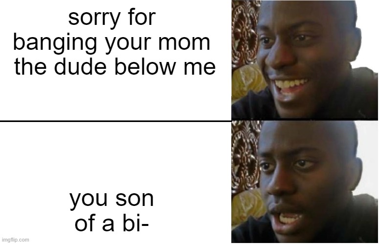 - | sorry for banging your mom
 the dude below me; you son of a bi- | image tagged in memes,self aware | made w/ Imgflip meme maker
