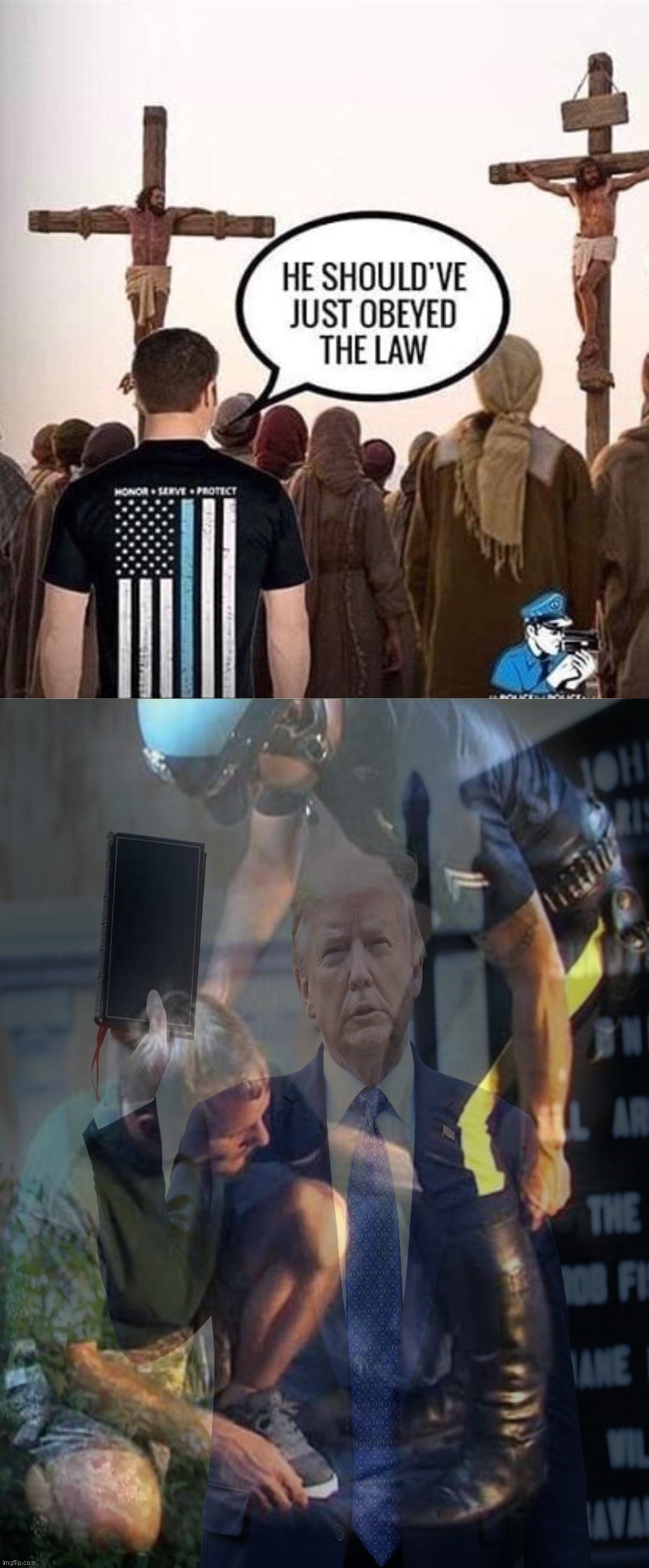 Things that make you go hmmm | image tagged in blue lives matter jesus,billy bootlicker,christians,blue lives matter,bootlicker,conservative hypocrisy | made w/ Imgflip meme maker