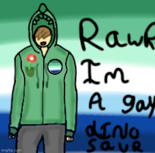 I drew myself.your local gay dinosaur | image tagged in art,lgbtq,gay dinosaur,yourlocalgaydinosaur | made w/ Imgflip meme maker