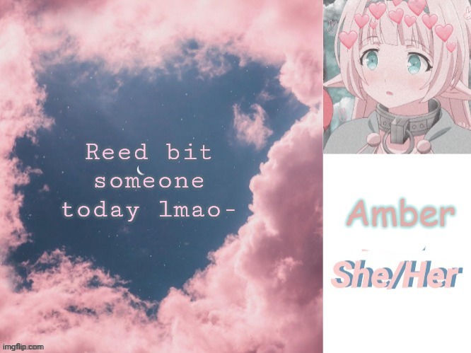 Reed bit someone today lmao- | image tagged in amber | made w/ Imgflip meme maker
