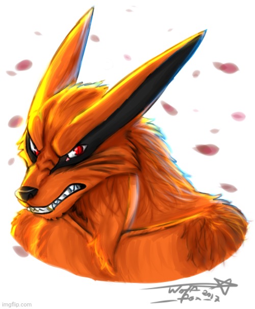Kurama by FlameWolf0FoxOkami | image tagged in cute,foxes,naruto,anthro,uwu,art | made w/ Imgflip meme maker