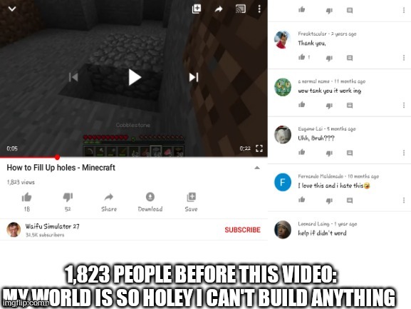 The bottom comment tho | image tagged in funny,minecraft,yourlocalgaydinosaur | made w/ Imgflip meme maker