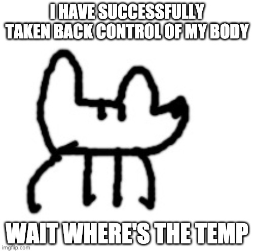 Deto Yoda | I HAVE SUCCESSFULLY TAKEN BACK CONTROL OF MY BODY; WAIT WHERE'S THE TEMP | image tagged in deto yoda | made w/ Imgflip meme maker