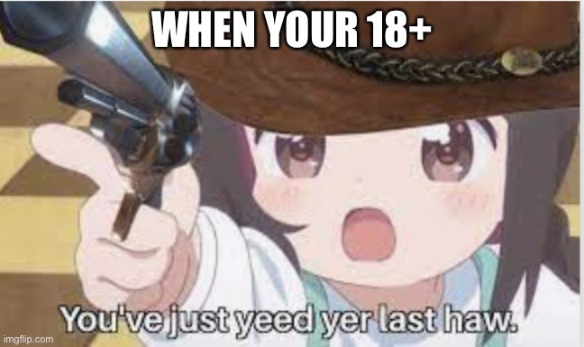 You’ve just yeed ur last haw | WHEN YOUR 18+ | image tagged in you ve just yeed ur last haw | made w/ Imgflip meme maker