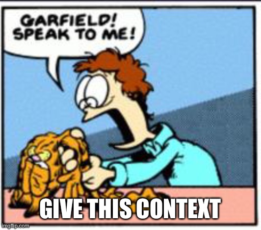 GIVE THIS CONTEXT | image tagged in garfield speak to me | made w/ Imgflip meme maker