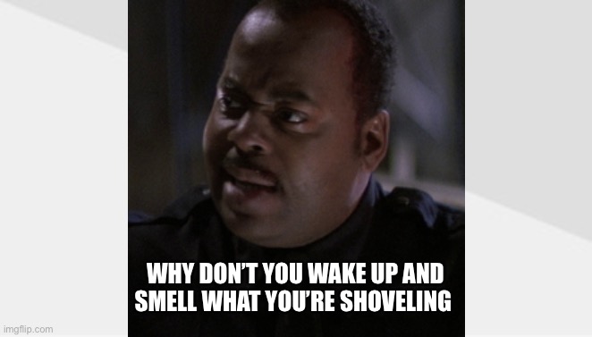 Wake up and smell what you’re shoveling | WHY DON’T YOU WAKE UP AND SMELL WHAT YOU’RE SHOVELING | image tagged in meme | made w/ Imgflip meme maker