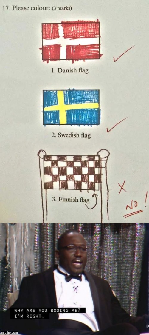 It is a "finnish flag" | image tagged in why are you booing me i'm right,flag,memes,funny,oh wow are you actually reading these tags,gifs | made w/ Imgflip meme maker