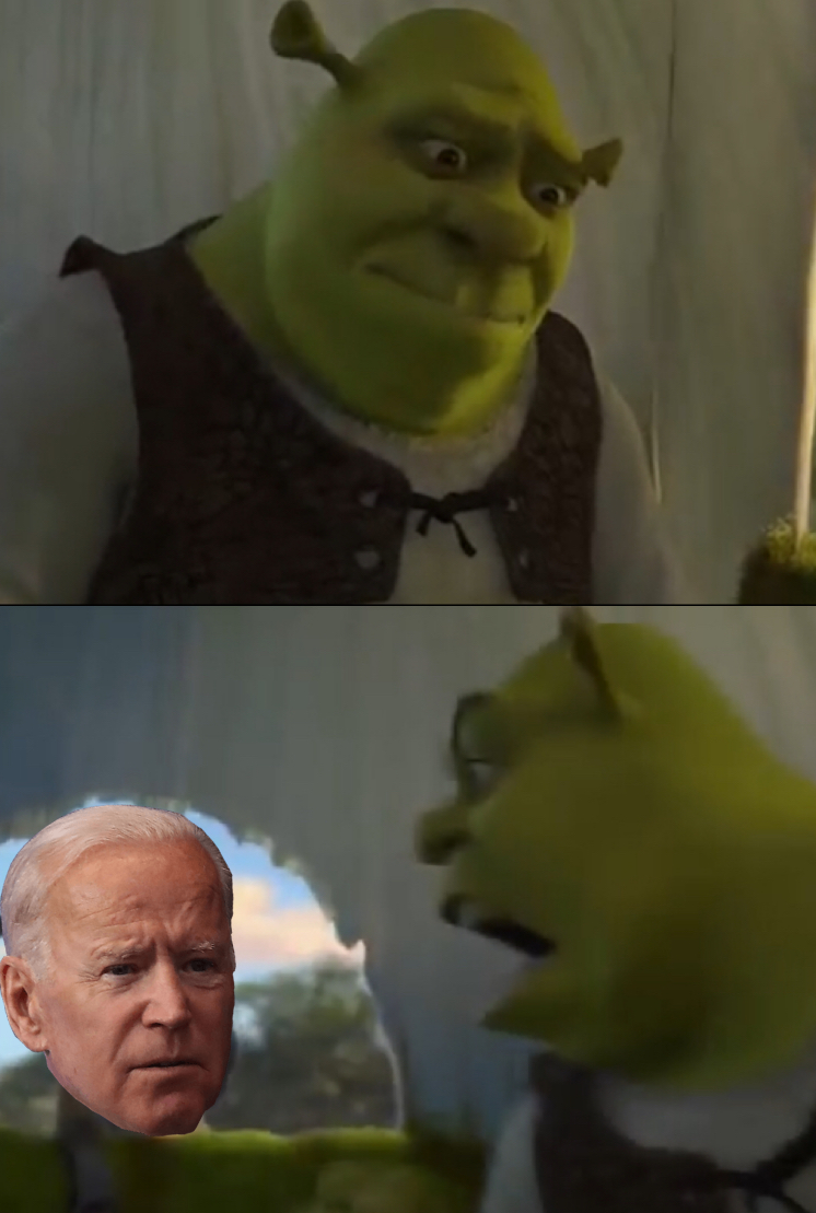 High Quality Shrek Yelling at Biden Blank Meme Template
