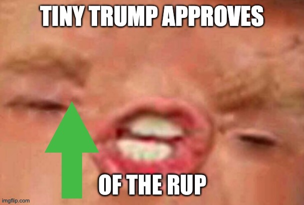 Vote RUP on the 29th!!! | OF THE RUP | image tagged in tiny trump approves | made w/ Imgflip meme maker