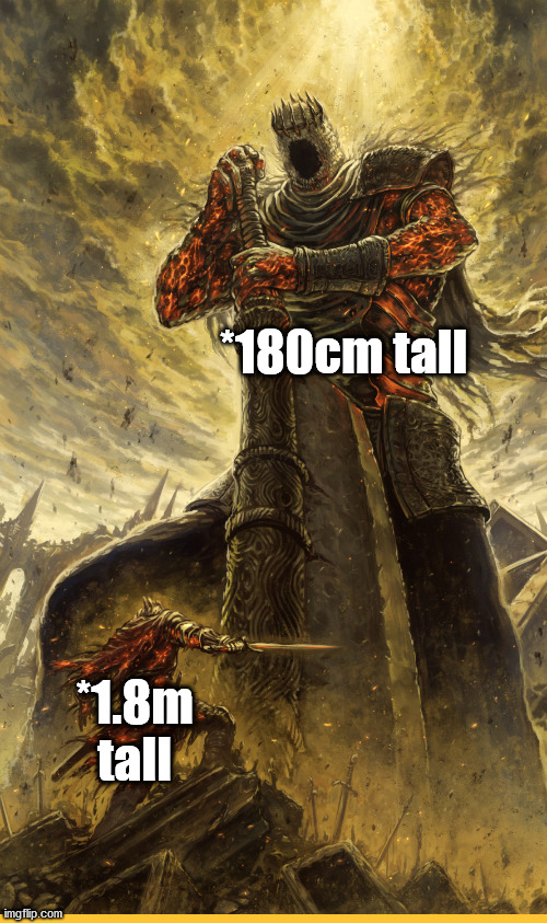 #Height difference | *180cm tall; *1.8m tall | image tagged in fantasy painting | made w/ Imgflip meme maker