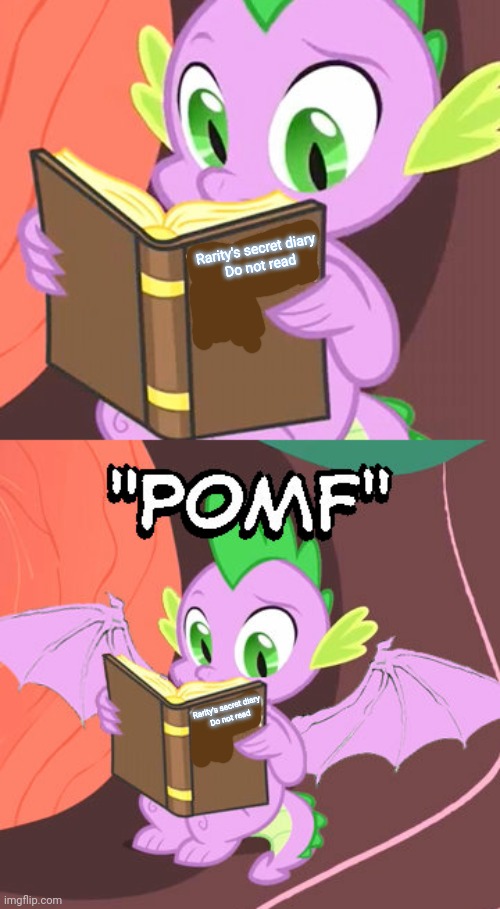 Spike is enjoying that diary TOO much! | Rarity's secret diary 
Do not read; Rarity's secret diary 
Do not read | image tagged in spike,mlp,rarity,secret,dear diary | made w/ Imgflip meme maker