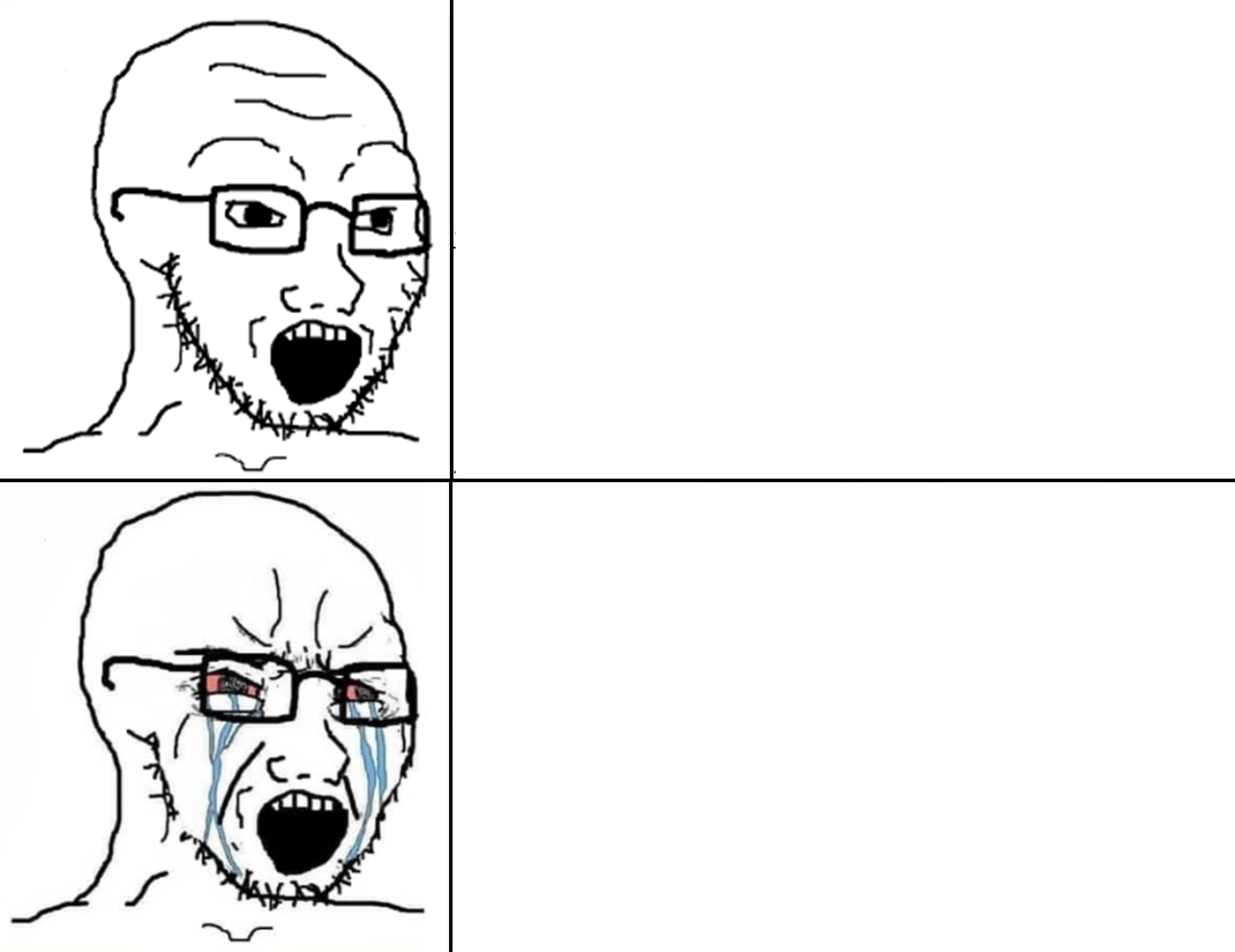 Soyboy reaction mad cry Blank Meme Template