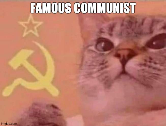 Communist cat | FAMOUS COMMUNIST | image tagged in communist cat | made w/ Imgflip meme maker