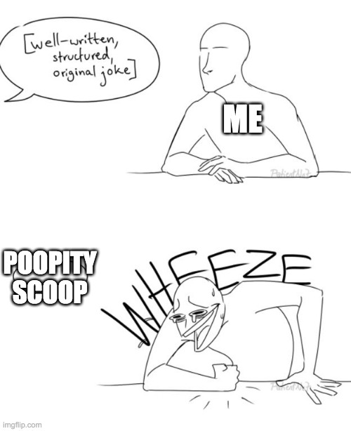 Wheeze | ME; POOPITY SCOOP | image tagged in wheeze | made w/ Imgflip meme maker