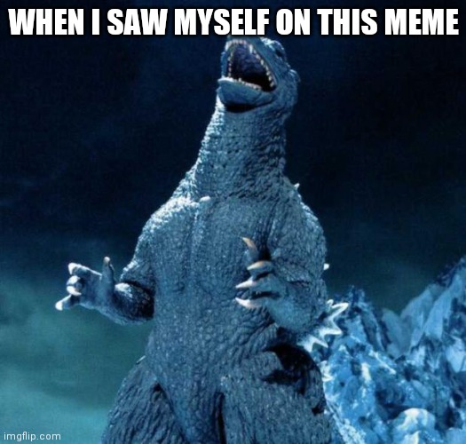 Laughing Godzilla | WHEN I SAW MYSELF ON THIS MEME | image tagged in laughing godzilla | made w/ Imgflip meme maker