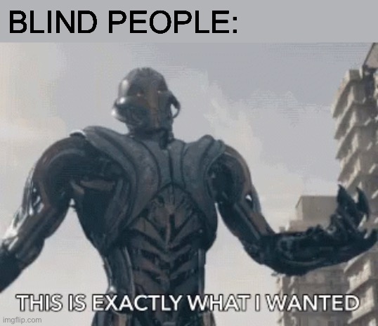 This is exactly what I wanted | BLIND PEOPLE: | image tagged in this is exactly what i wanted | made w/ Imgflip meme maker