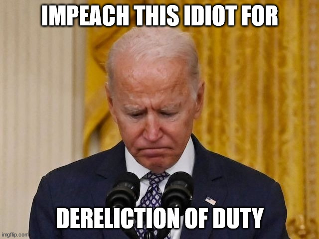 Dereliction of duty | IMPEACH THIS IDIOT FOR; DERELICTION OF DUTY | image tagged in dereliction of duty | made w/ Imgflip meme maker