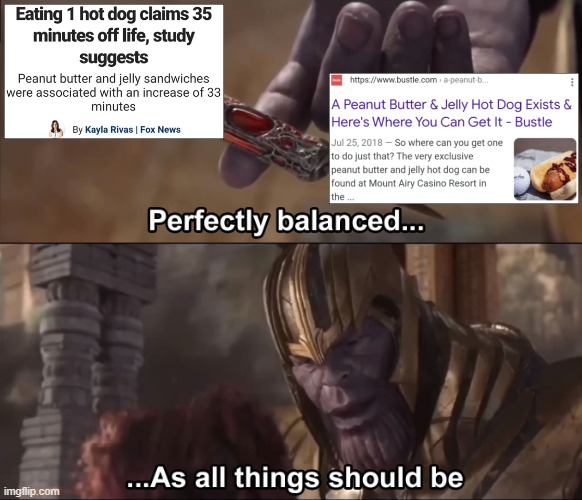 Just ask for a little extra J&PB | image tagged in thanos perfectly balanced as all things should be | made w/ Imgflip meme maker