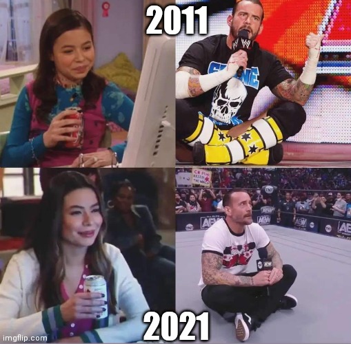 CM Punk 10 Years Challenge of Pipebomb | 2011; 2021 | image tagged in cm punk,aew,wrestling,return | made w/ Imgflip meme maker