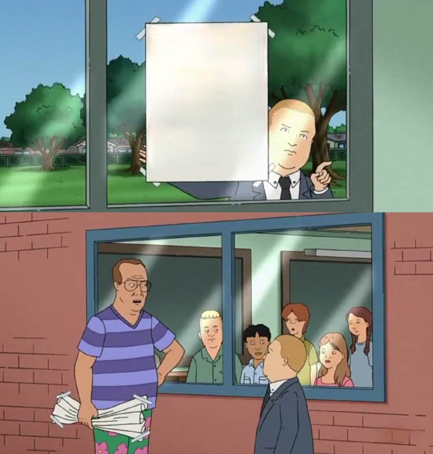 High Quality Bobby Hill Signs Up Blank Meme Template