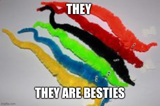 Besties | THEY; THEY ARE BESTIES | image tagged in 6 w erms,worms | made w/ Imgflip meme maker