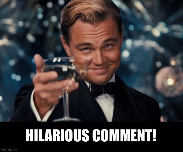 Leonardo Dicaprio Cheers Meme | HILARIOUS COMMENT! | image tagged in memes,leonardo dicaprio cheers | made w/ Imgflip meme maker