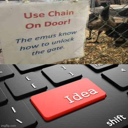 Good idea | image tagged in idea keyboard button,funny signs,memes,meme,chain,gate | made w/ Imgflip meme maker