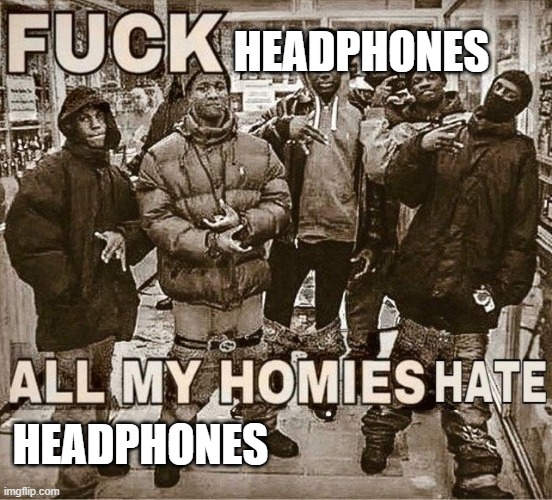 yes | HEADPHONES; HEADPHONES | image tagged in all my homies hate | made w/ Imgflip meme maker