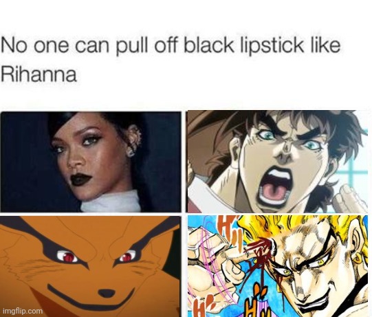 Scripoccurartichokesick bctoolzipchillassets deblah young | image tagged in anime,black,lipstick,memes,rihanna,funny | made w/ Imgflip meme maker
