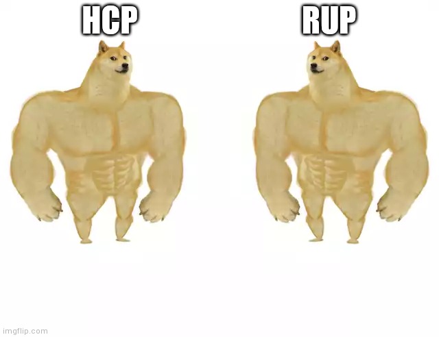 Buff Doge vs Buff Doge | HCP RUP | image tagged in buff doge vs buff doge | made w/ Imgflip meme maker