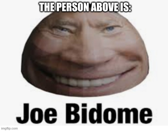 Joe bidome | THE PERSON ABOVE IS: | image tagged in joe bidome | made w/ Imgflip meme maker