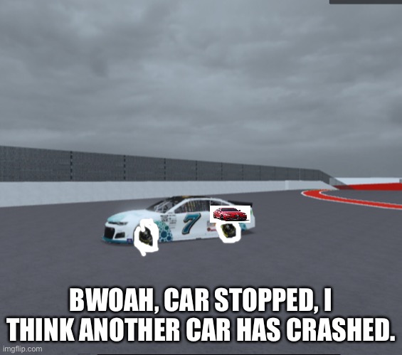 First lap chaos caused a red flag. Here was the least dramatic one. | BWOAH, CAR STOPPED, I THINK ANOTHER CAR HAS CRASHED. | image tagged in kimi raikkonen,engine failure,f1,nmcs,nascar,memes | made w/ Imgflip meme maker