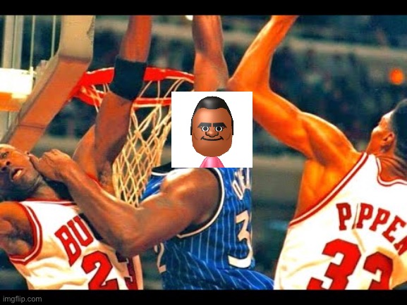 Tommy dunks on Michael Jordan like it’s no big deal mp3 | image tagged in michael jordan,tommy,wii sports,basketball | made w/ Imgflip meme maker