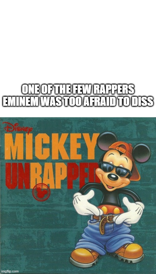 ONE OF THE FEW RAPPERS EMINEM WAS TOO AFRAID TO DISS | image tagged in blank white template | made w/ Imgflip meme maker