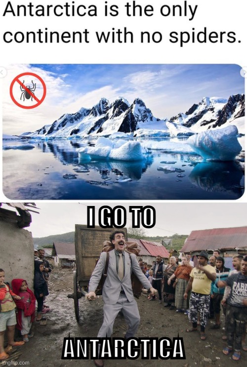 I go to Antarctica | I GO TO; ANTARCTICA | image tagged in borat i go to america | made w/ Imgflip meme maker