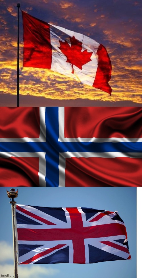 image tagged in canada,norway,british flag | made w/ Imgflip meme maker