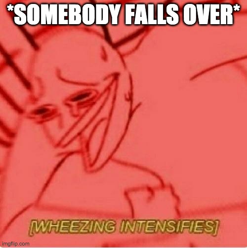 Wheeze | *SOMEBODY FALLS OVER* | image tagged in wheeze | made w/ Imgflip meme maker