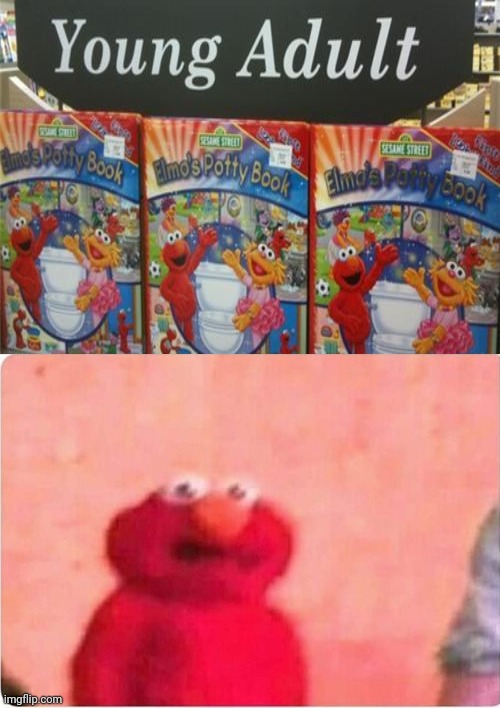 Ironic: Elmo's Potty Book being in the Young Adult area | image tagged in sickened elmo,elmo,funny,you had one job,memes,you had one job just the one | made w/ Imgflip meme maker