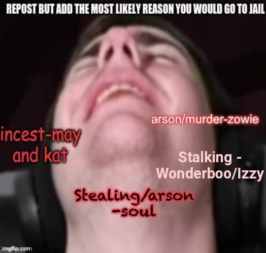 More or less | Stealing/arson
-soul | image tagged in e | made w/ Imgflip meme maker